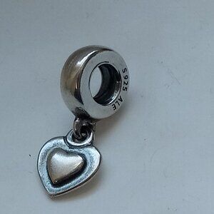 Authentic PANDORA Sterling Silver Charm DOUBLE HEART Dangle #790373